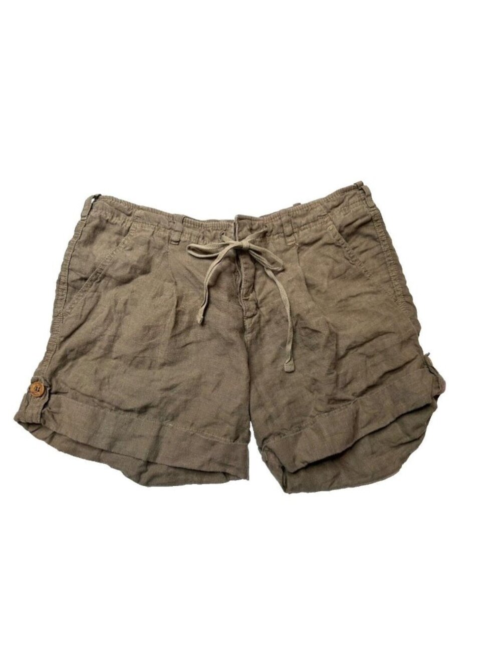Vince Women's 100% Linen Brown Drawstring Shorts Women's XS Safari Casual